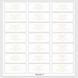 Modernes Gold   White Wedding Guest Address Sticke Aufkleber