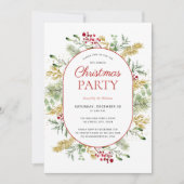 Modernes Gold Winter Grün Weihnachten Party Einladung (Vorderseite)