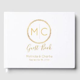 Modernes Gold Wreath Wedding Monogram Gästebuch