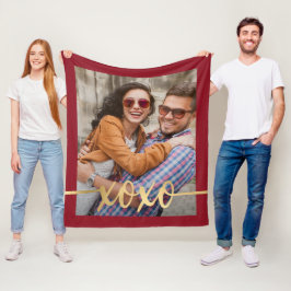 Modernes Gold XOXO Valentinstag Foto Fleecedecke