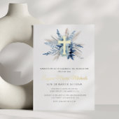 modernes goldblaues Blumengestein Folieneinladung