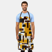 Modernes goldbraunes Quadrat Geometrisches Muster Schürze (Getragen)