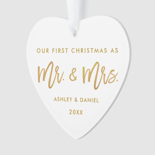 Modernes Goldbürsten-Skript-erster Weihnachtsherr Ornament (Vorderseite)