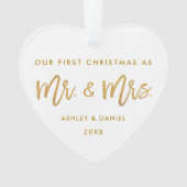 Modernes Goldbürsten-Skript-erster Weihnachtsherr Ornament (Vorderseite)