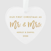 Modernes Goldbürsten-Skript-erster Weihnachtsherr Ornament (Rückseite)