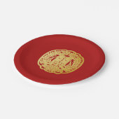 Modernes Golddoppelt-Glück, das No.16 Wedding ist Pappteller (Schrägansicht)