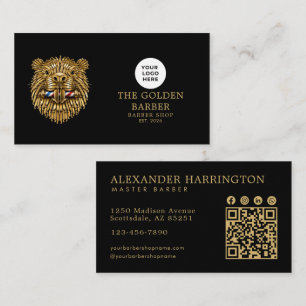 Modernes Golden Beaver-Logo eines Barbier-Shops al Visitenkarte