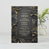 Modernes Golden Black Graduation Party Foto QR Cod Einladung (Stehend Vorderseite)