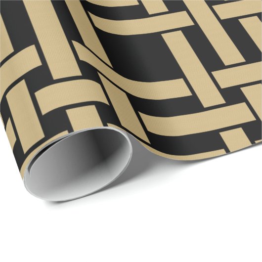 Modernes Golden Brown Basket Weave Muster Geschenkpapier (Rolleneckpunkt)