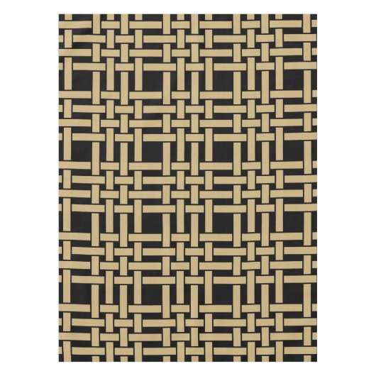Modernes Golden Brown Basket Weave Muster Tischdecke (Vorderseite)