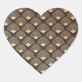 Modernes Golden Gatsby Muster Herz-Aufkleber (Vorderseite)