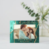 Modernes Golden Green Agate FOTO Save the Date Postkarte (Stehend Vorderseite)