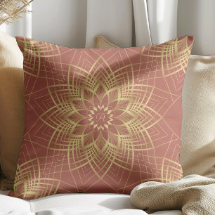 Modernes Golden und Terracotta Mandala Muster Kissen