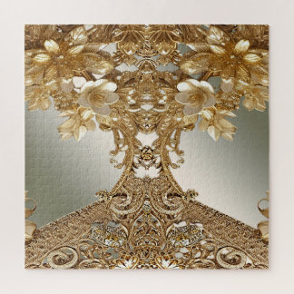 Modernes Golden Verziert Floral Jigsaw Puzzle