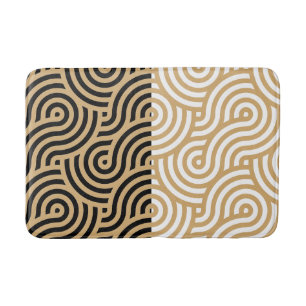 Modernes Goldener Ozean Waves Konturen Muster Badematte