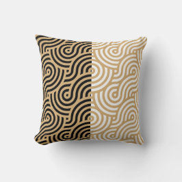 Modernes Goldener Ozean Waves Konturen Muster Kissen