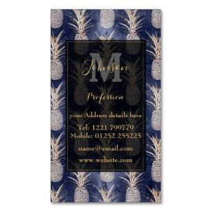 Modernes goldenes Ananasnebelfleckmuster Magnetische Visitenkarte