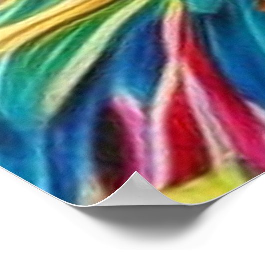 Modernes Goldenes aquamarines und rotes Pferd abst Poster (Ecke)