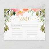 Modernes Goldenes Drehbuch & Blume Brautparty Reze (Vorderseite)