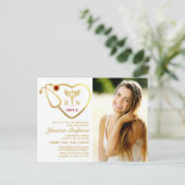 Modernes Goldenes FOTO Pflege Abschluss Einladung Postkarte (Stehend Vorderseite)