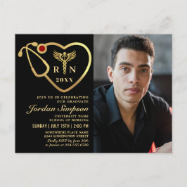 Modernes Goldenes FOTO Pflege Abschluss Einladung Postkarte