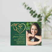 Modernes Goldenes FOTO Pflege Abschluss Einladung Postkarte (Stehend Vorderseite)