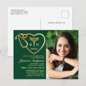 Modernes Goldenes FOTO Pflege Abschluss Einladung Postkarte (Vorne/Hinten)