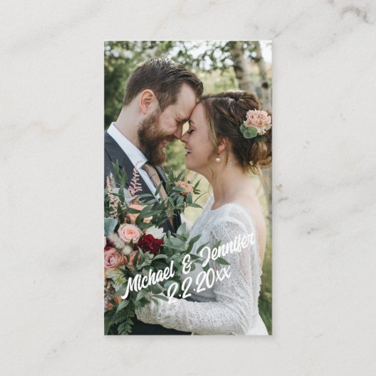 Modernes goldenes Foto uAwg Hochzeit Chic qr Code Begleitkarte (Rückseite)