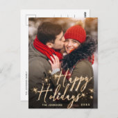 Modernes Goldenes FOTO Weihnachten Gruß Postkarte (Vorne/Hinten)