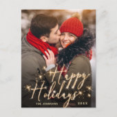Modernes Goldenes FOTO Weihnachten Gruß Postkarte (Vorderseite)