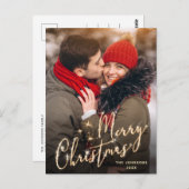 Modernes Goldenes FOTO Weihnachten Gruß Postkarte (Vorne/Hinten)