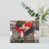 Modernes Goldenes FOTO Weihnachten Gruß Postkarte (Stehend Vorderseite)