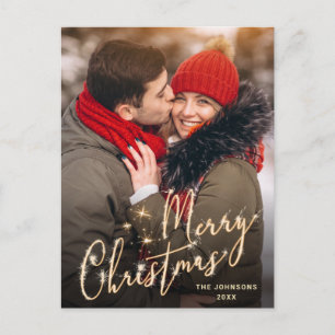 Modernes Goldenes FOTO Weihnachten Gruß Postkarte