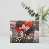 Modernes Goldenes FOTO Weihnachten Gruß Postkarte (Stehend Vorderseite)