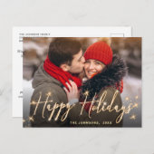 Modernes Goldenes FOTO Weihnachten Gruß Postkarte (Vorne/Hinten)