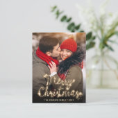 Modernes Goldenes FOTO Weihnachten Gruß Postkarte (Stehend Vorderseite)