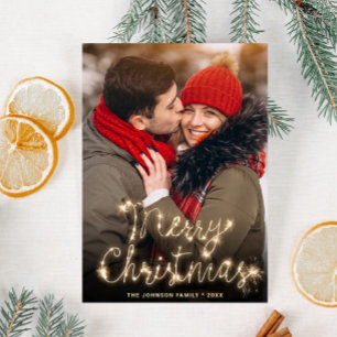 Modernes Goldenes FOTO Weihnachten Gruß Postkarte