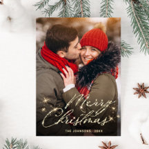 Modernes Goldenes FOTO Weihnachten Gruß