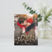 Modernes Goldenes FOTO Weihnachten Gruß Postkarte (Stehend Vorderseite)