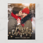 Modernes Goldenes FOTO Weihnachten Gruß Postkarte (Vorderseite)