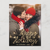 Modernes Goldenes FOTO Weihnachten Gruß Postkarte (Vorderseite)