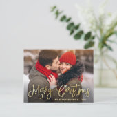 Modernes Goldenes FOTO Weihnachten Gruß Postkarte (Stehend Vorderseite)