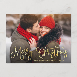 Modernes Goldenes FOTO Weihnachten Gruß Postkarte