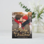 Modernes Goldenes FOTO Weihnachten Gruß Postkarte (Stehend Vorderseite)