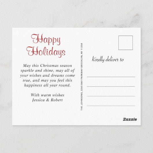 Modernes Goldenes FOTO Weihnachtsgrüßen Postkarte (Rückseite)