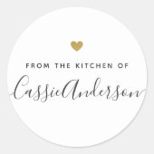 Modernes Goldenes Herz aus der Küche von Runder Aufkleber (Vorderseite)