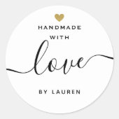 Modernes Goldenes Herz mit Liebe von Runder Aufkleber (Vorderseite)