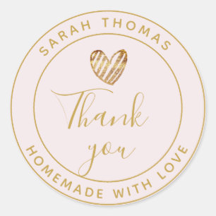 Modernes Goldenes Herz - Personalisierte Homemade Runder Aufkleber