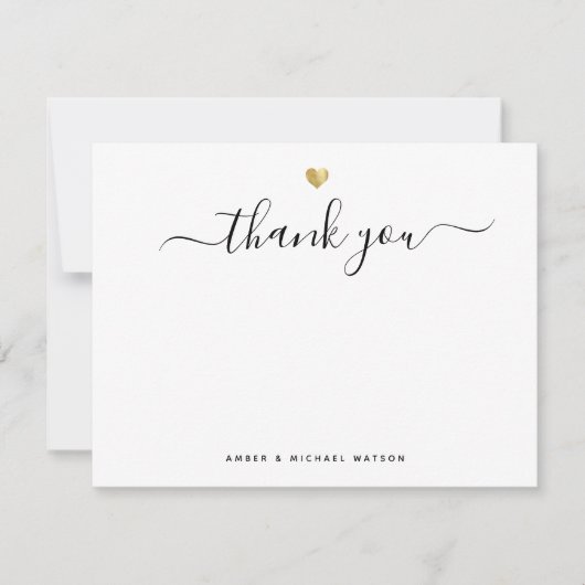 Modernes Goldenes Herz Vielen Dank Script Note Car Mitteilungskarte (Vorderseite)