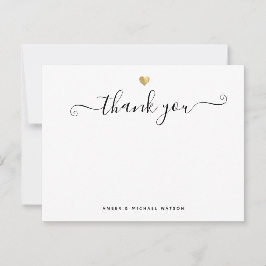 Modernes Goldenes Herz Vielen Dank Script Note Car Mitteilungskarte (Vorderseite)